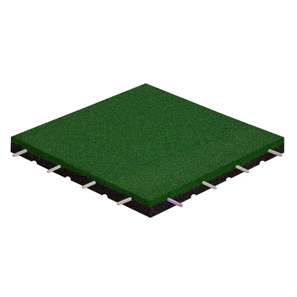 Zelená gumová certifikovaná dopadová dlažba FLOMA ProF - dĺžka 50 cm, šírka 50 cm, výška 7 cm