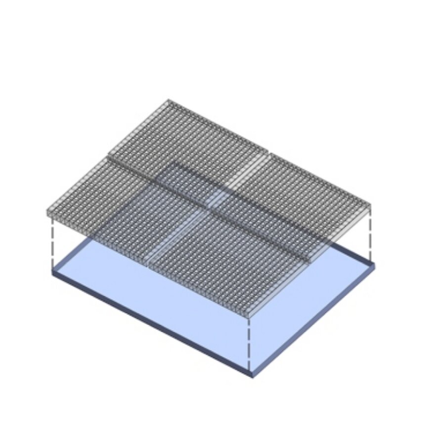 Oceľový pozinkovaný rám s odtokovou vaňou pre kefové podlahové rošty FLOMA - dĺžka 159,7 cm, šírka 121,2 cm a výška 5 cm