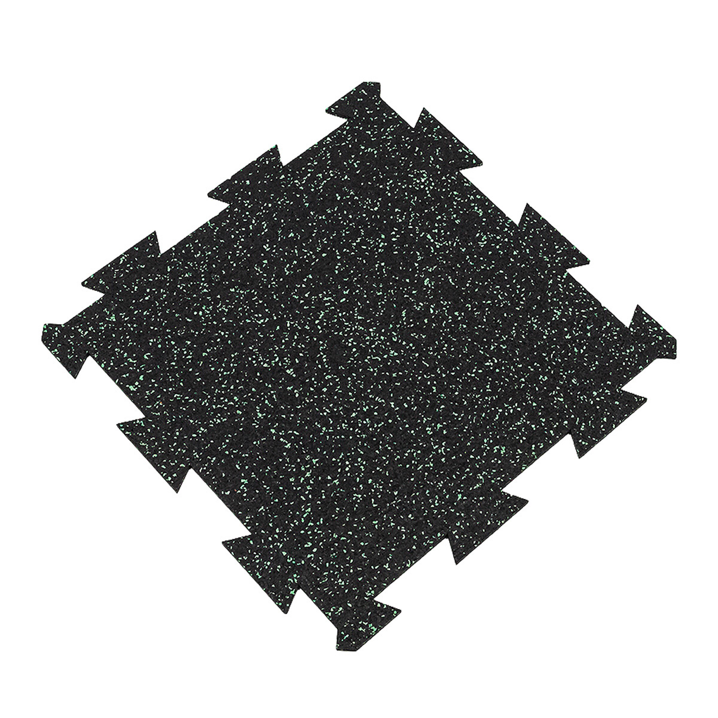 Čierno-zelená gumová modulová puzzle dlažba (stred) FLOMA FitFlo SF1050 - dĺžka 50 cm, šírka 50 cm a výška 0,8 cm
