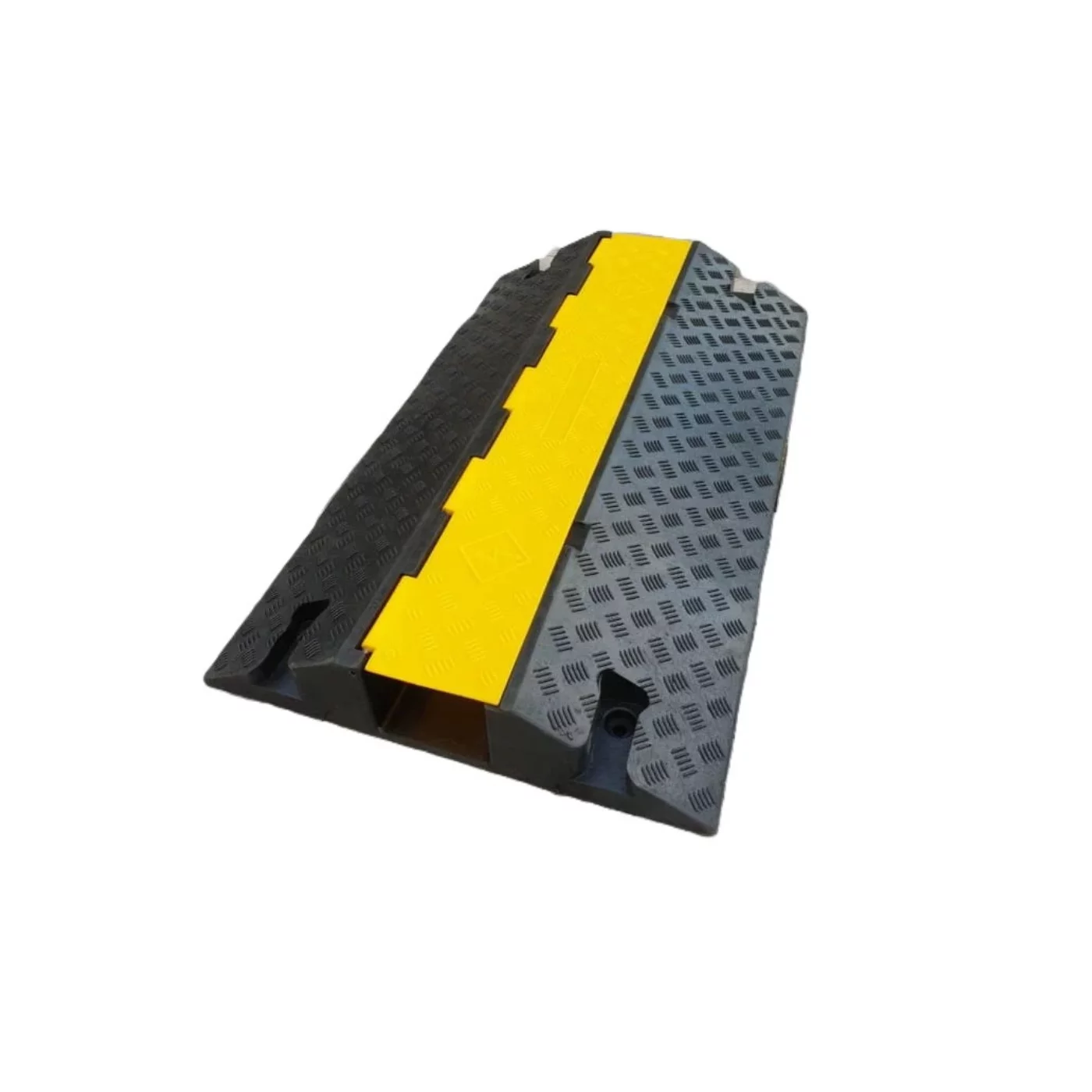 Verdrahtete Kabelbrücke aus Gummi mit Deckel - Länge 100 cm, Breite 58 cm, Höhe 12 cm - gelb-schwarze