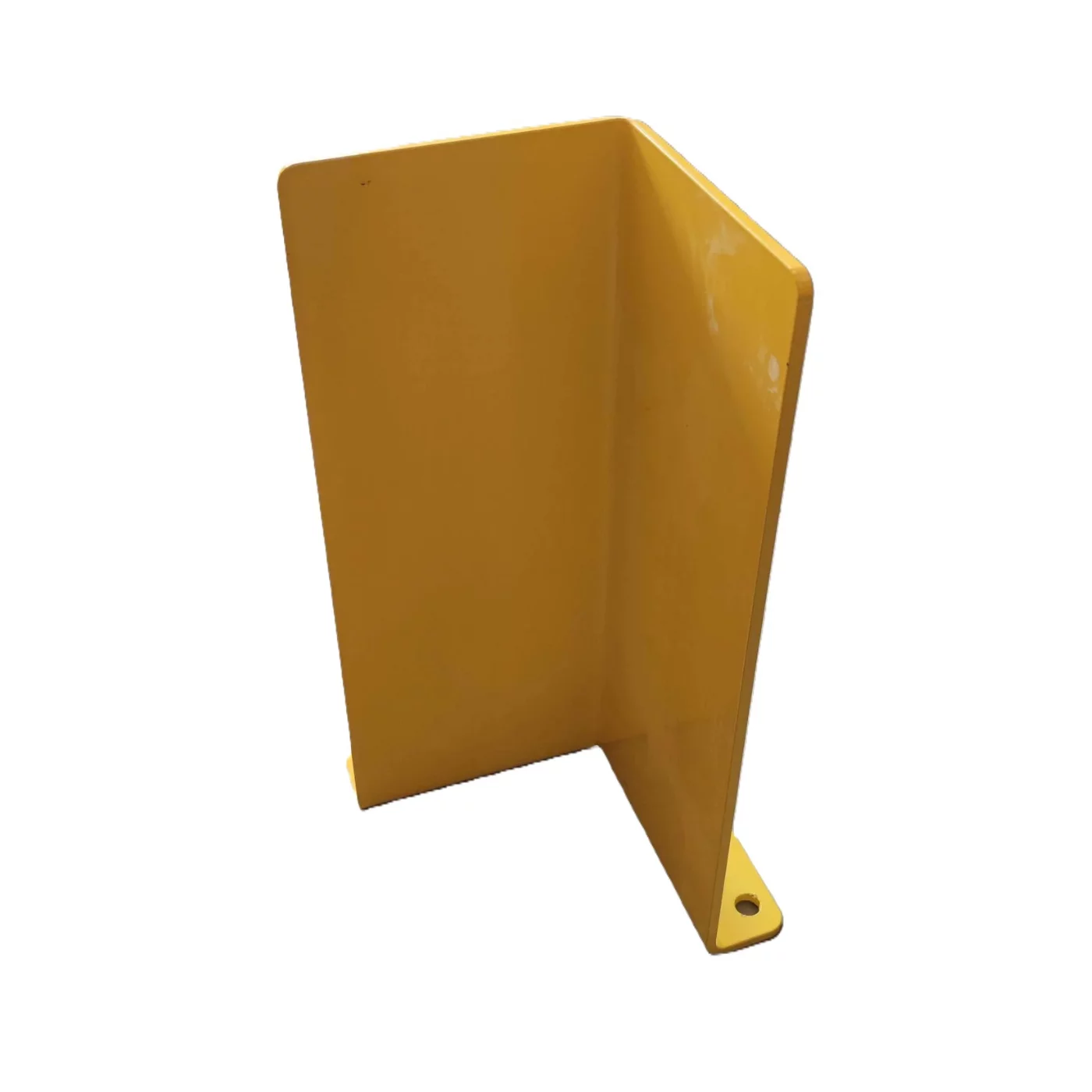 Čierno-žltá oceľová ochrana rohu steny (pätka) - dĺžka 40 cm, šírka 16 cm, hrúbka 0,6 mm