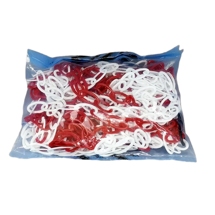 Bielo-červená plastová vymedzovacia reťaz - priemer 0,6 cm, dĺžka 250 cm