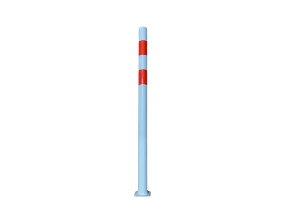 Bílo-červený ocelový sloupek - průměr 6 cm, výška 110 cm