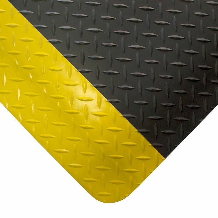 Černo-žlutá gumová protiúnavová laminovaná rohož - šířka 90 cm a výška 1,5 cm