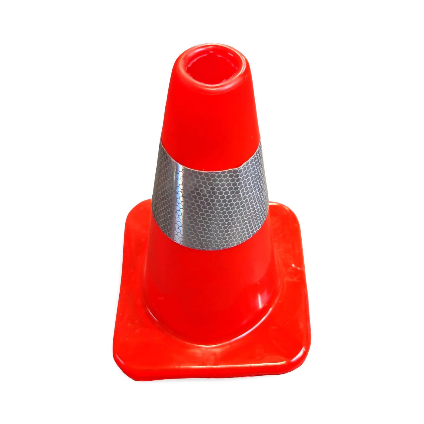 Oranžový plastový (PVC) dopravní reflexní kužel FLOMA CF46 - délka 21 cm, šířka 21 cm, výška 30 cm