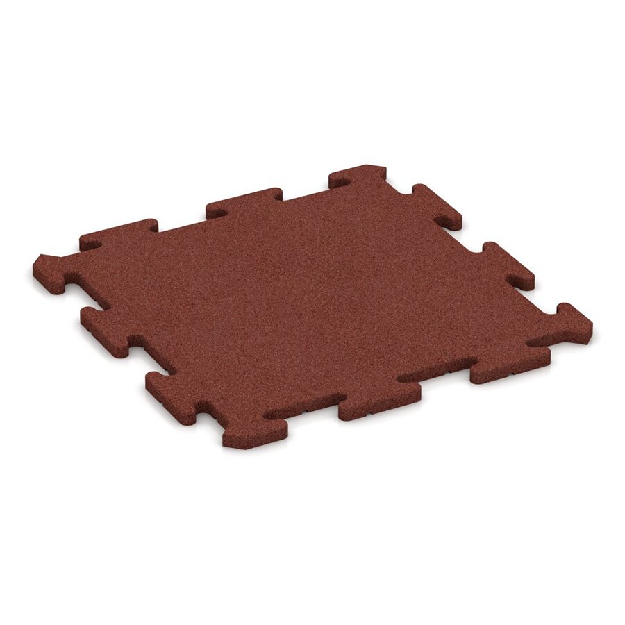Červená gumová dopadová puzzle dlaždice FLOMA - délka 47,8 cm, šířka 47,8 cm, výška 3 cm
