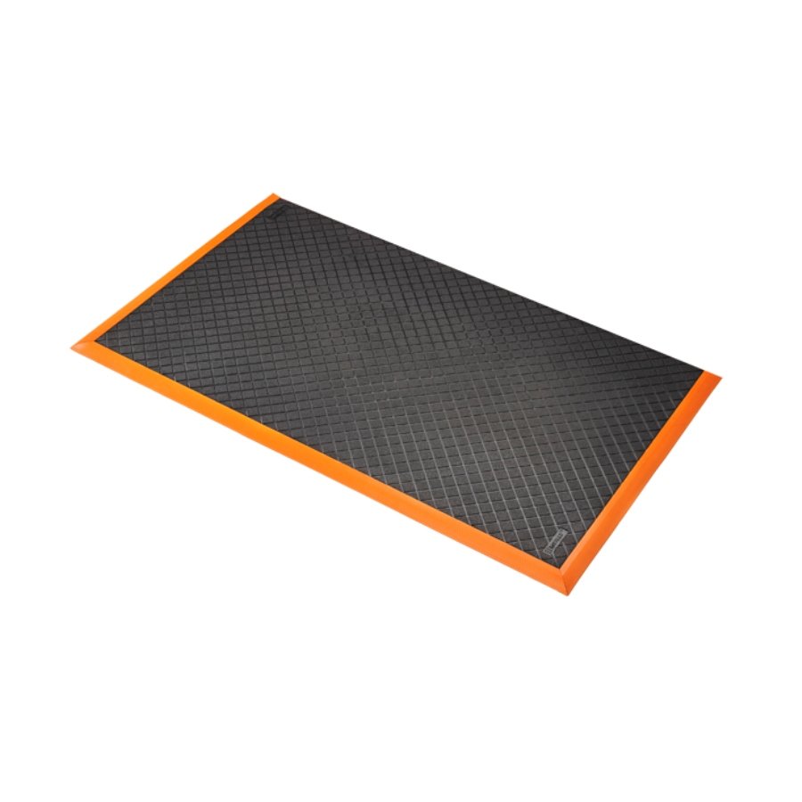 Černo-oranžová olejivzdorná extra odolná rohož Safety Stance Solid - výška 2 cm
