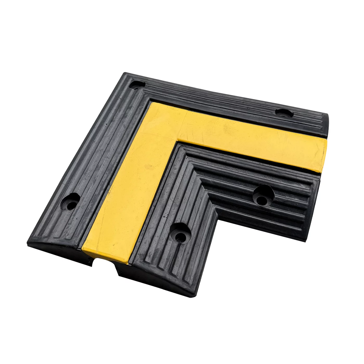 Kabelbrücken-Ecke aus Gummi (1x30x30) FLOMA - Länge 30 cm, Breite 30 cm, Höhe 4 cm - Schwarz-Gelb