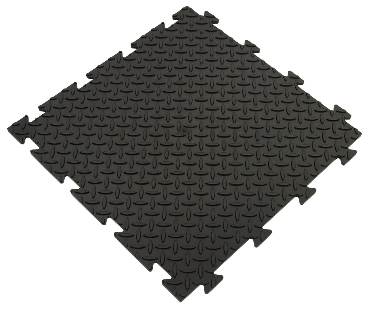 Černá PVC vinylová zátěžová puzzle protiskluzová dlažba Tenax (diamant) - délka 47,5 cm, šířka 47,5 cm a výška 0,8 cm
