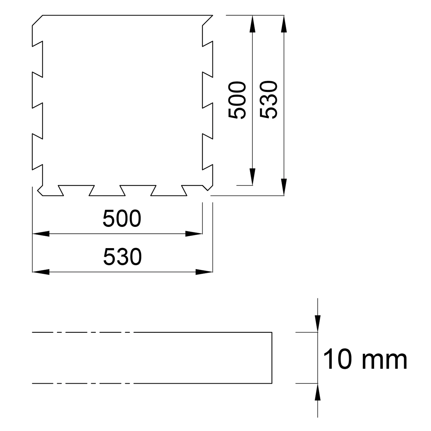 Płytka modułowa gumowa czarno-szara (krawędź) FLOMA FitFlo SF1050 - długość 50 cm, szerokość 50 cm i wysokość 1 cm