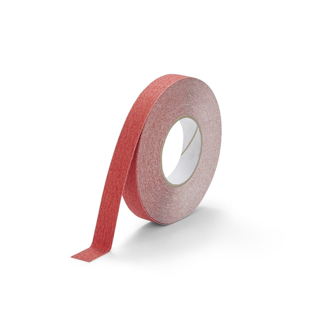 Červená korundová protišmyková páska FLOMA Standard - dĺžka 18,3 m, šírka 2,5 cm, hrúbka 0,7 mm