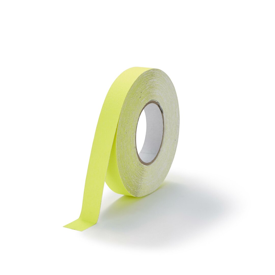 Žltá korundová fluorescenčná protišmyková páska FLOMA Standard - dĺžka 18,3 m, šírka 2,5 cm, hrúbka 0,7 mm