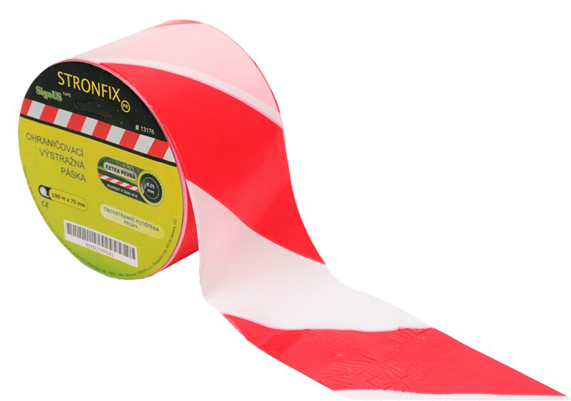 Bielo-červená vytyčovacia páska - dĺžka 500 ma šírka 7,5 cm