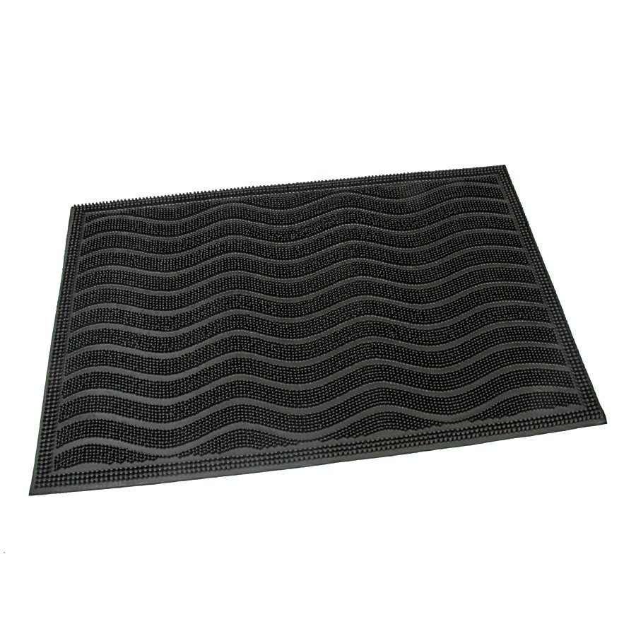 Gumová čistiaca vonkajšia vstupná rohož FLOMA Waves - dĺžka 40 cm, šírka 60 cm a výška 0,9 cm