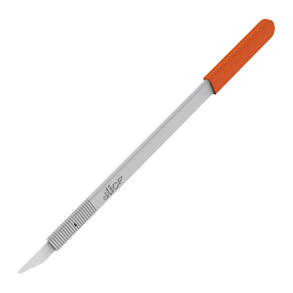 Oranžovo-sivý keramický jednorazový presný nôž SLICE - dĺžka 14 cm, šírka 1,1 cm, výška 0,5 cm - 5 ks