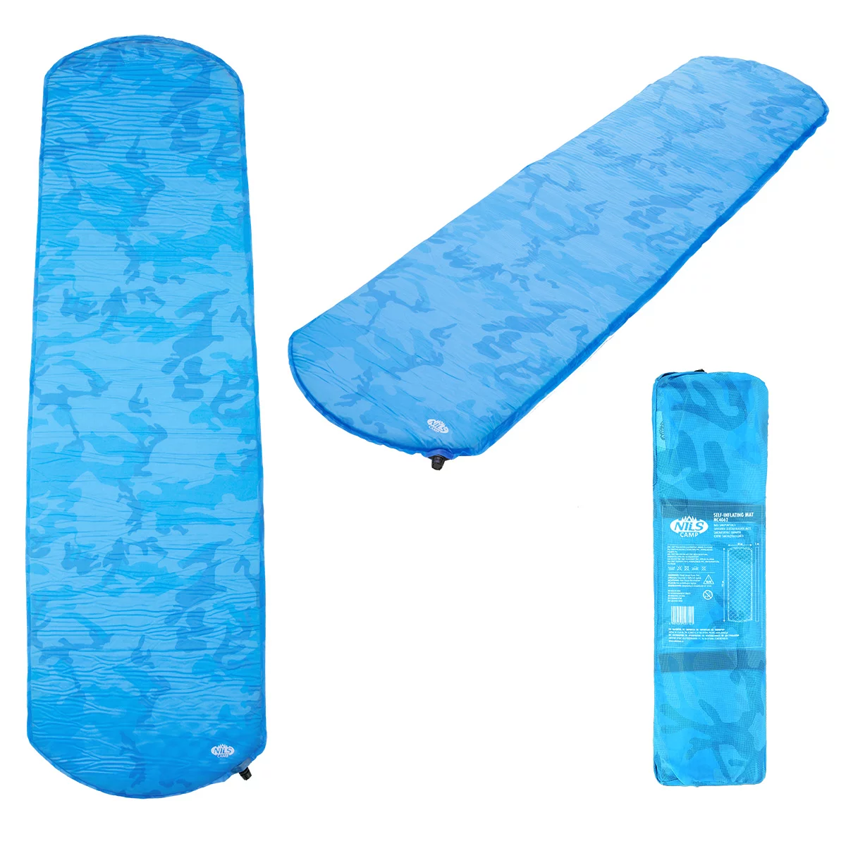 Aufblasbare Isomatte NILS CAMP NC4062 - Länge 195 cm, Breite 60 cm, Höhe 5 cm - Blau