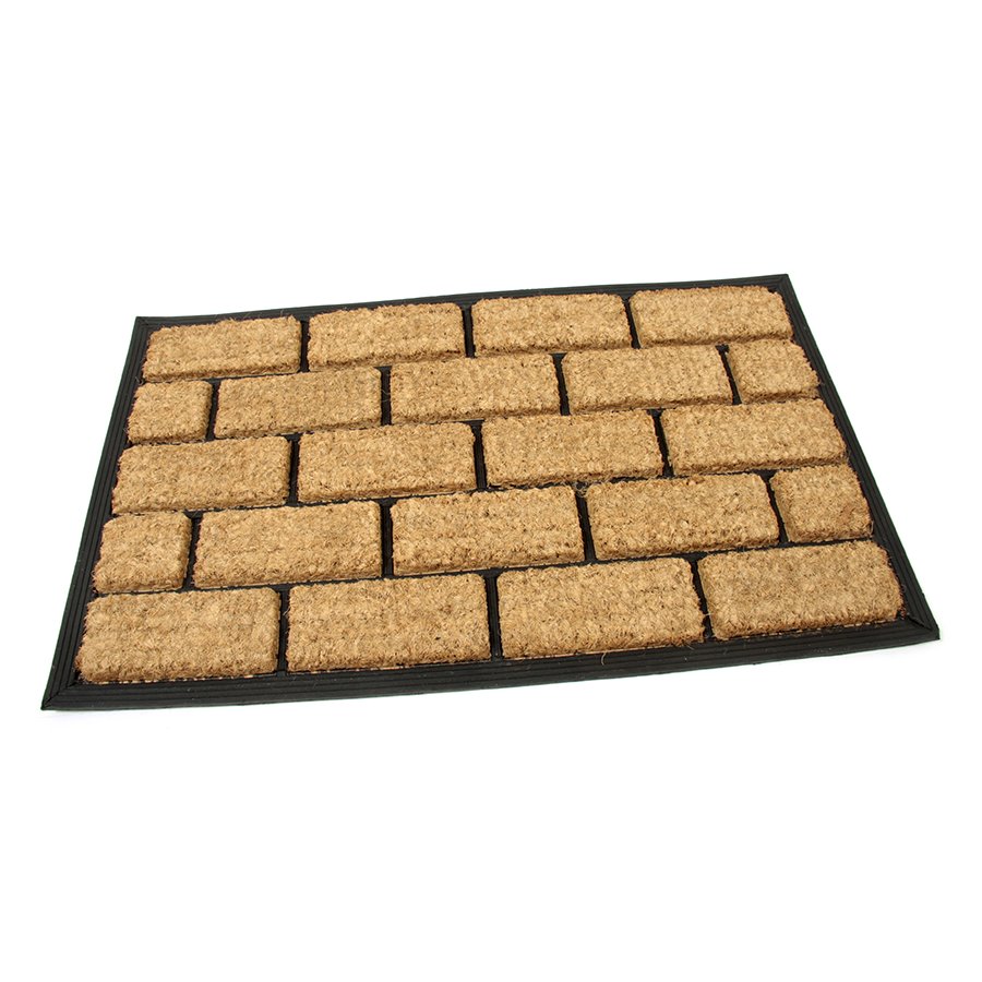 Kokosová čistiaca vonkajšia vstupná rohož FLOMA Rectangle - Bricks - dĺžka 45 cm, šírka 75 cm a výška 2,2 cm