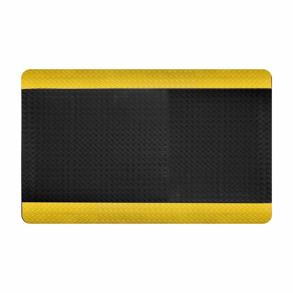 Černo-žlutá gumová protiúnavová laminovaná rohož - délka 90 cm, šířka 60 cm a výška 1,4 cm