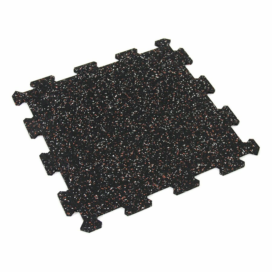 Čierno-bielo-červená gumová modulová puzzle dlažba (stred) FLOMA FitFlo SF1050 - dĺžka 47,8 cm, šírka 47,8 cm, výška 0,8 cm