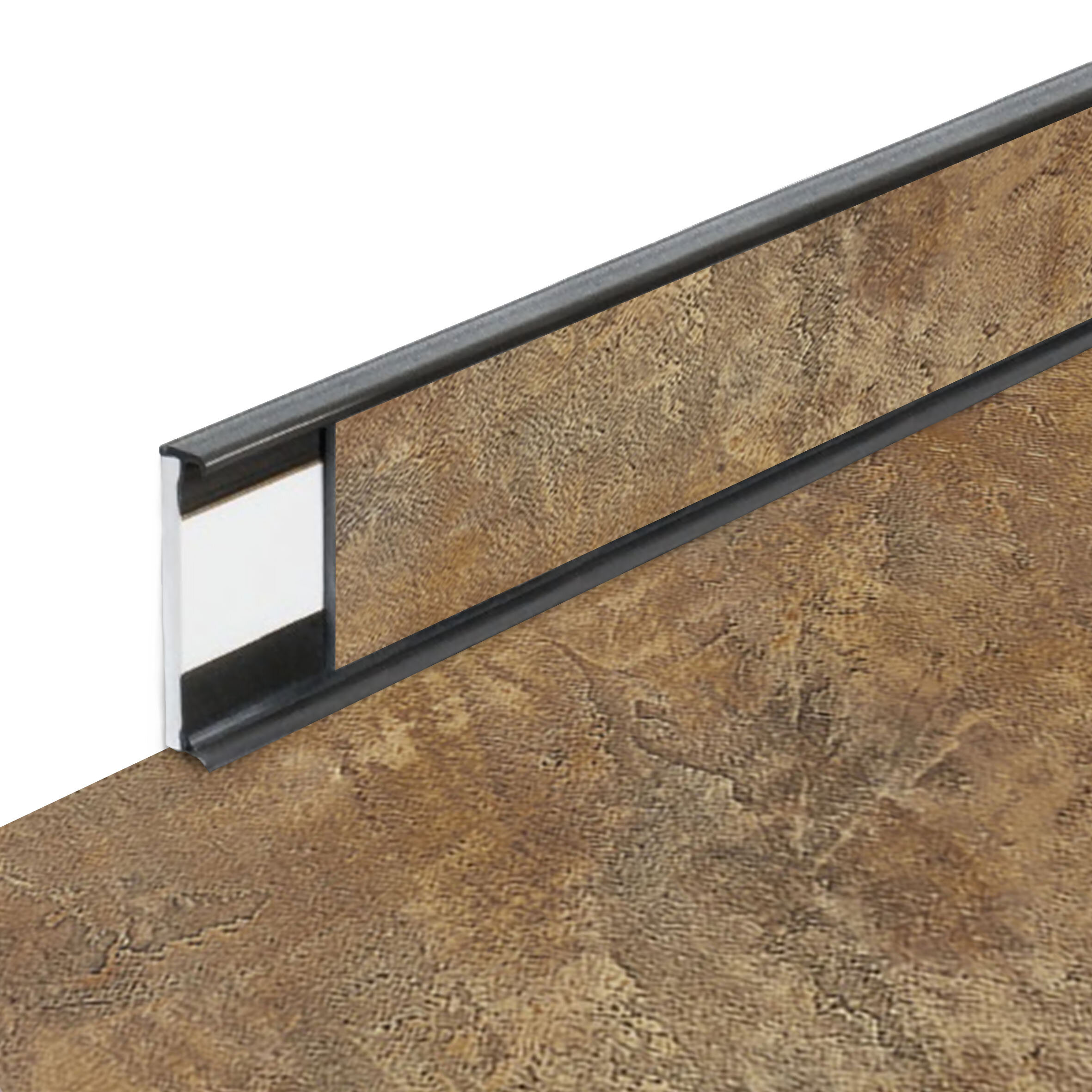 PVC vinylová soklová podlahová lišta Fortelock Business Forsen Rusty Steel C018 Graphite - dĺžka 200 cm, výška 5,8 cm, hrúbka 1,2 cm
