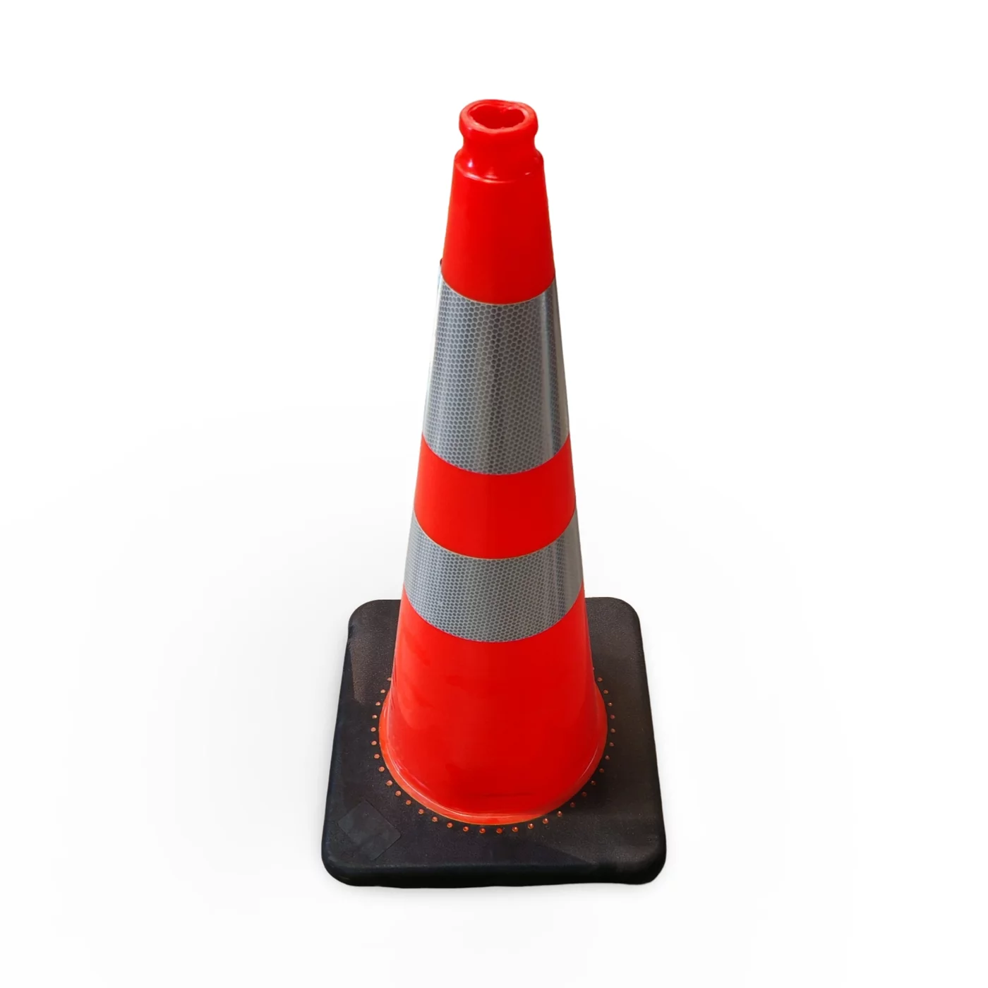 Oranžový plastový (PVC) reflexní kužel s podstavcem FLOMA CF93 - délka 36 cm, šířka 36 cm, výška 75 cm