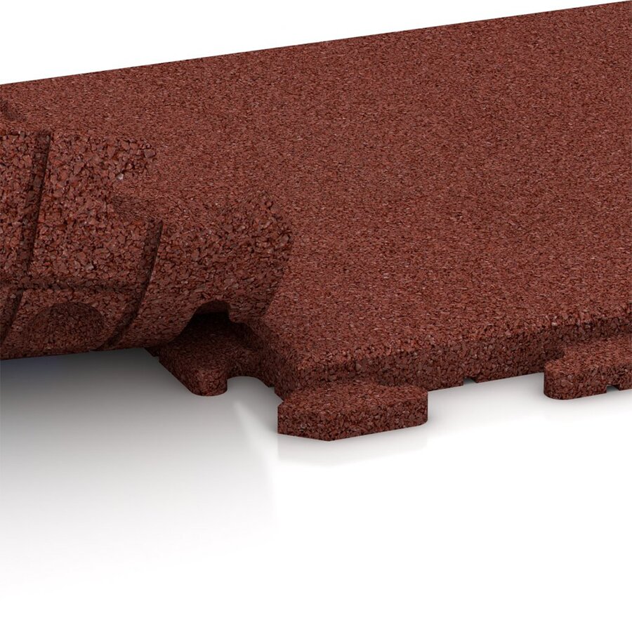 Červená gumová dopadová dlažba so skrytým puzzle zámkom FLOMA - dĺžka 100 cm, šírka 100 cm, výška 3 cm