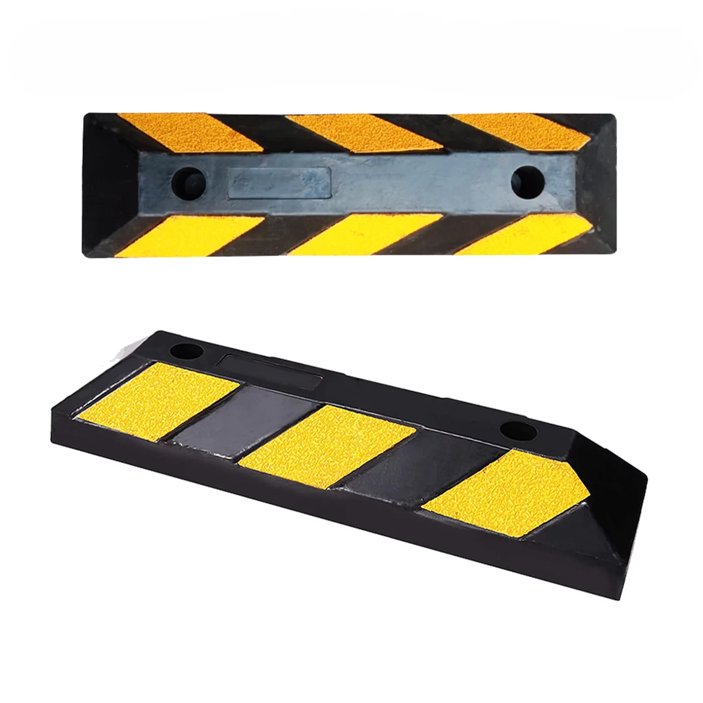 Parkstopper aus Gummi FLOMA - Länge 56 cm, Breite 16 cm, Höhe 10 cm - Schwarz-Gelb