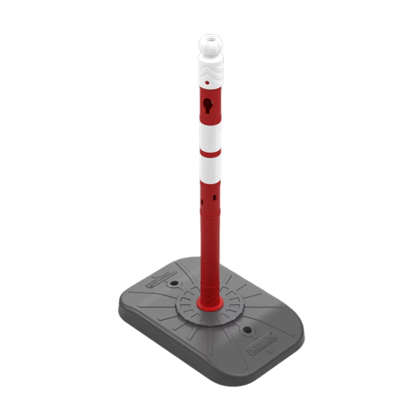 Červeno-bílý plastový (PPC) dopravní výstražný sloupek FLOMA WP12 - průměr 6,3 cm, výška 100 cm