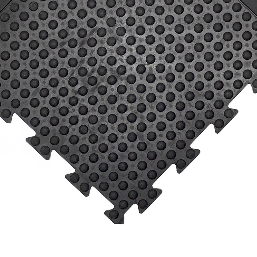 Čierna gumová protiúnavová dlažba (roh) - dĺžka 50 cm, šírka 50 cm, výška 1,35 cm