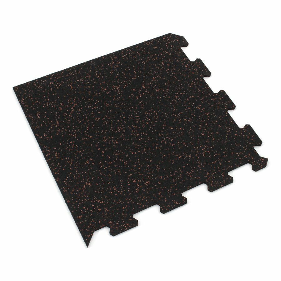 Černo-červená gumová modulová puzzle dlažba (roh) FLOMA FitFlo SF1050 - délka 47,8 cm, šířka 47,8 cm, výška 0,8 cm