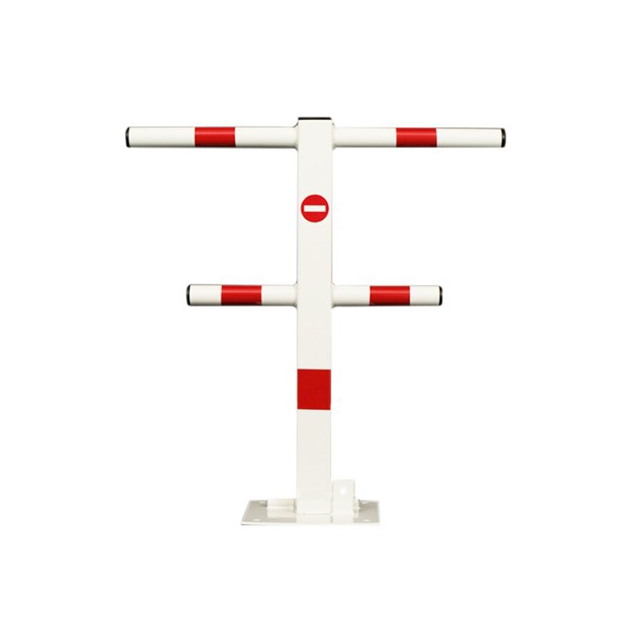 Bielo-červený oceľový skladací parkovací stĺpik - šírka 55 cm a výška 60 cm
