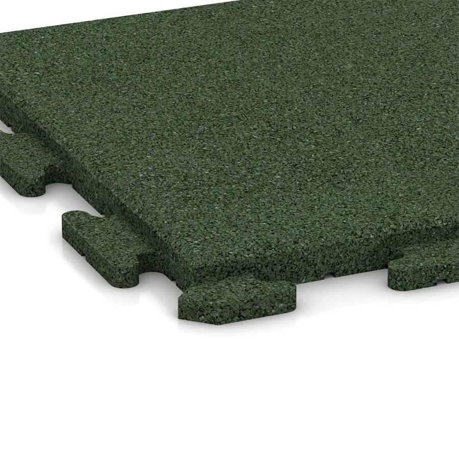 Zelená gumová dopadová dlažba so skrytým puzzle zámkom FLOMA - dĺžka 50 cm, šírka 50 cm, výška 3 cm