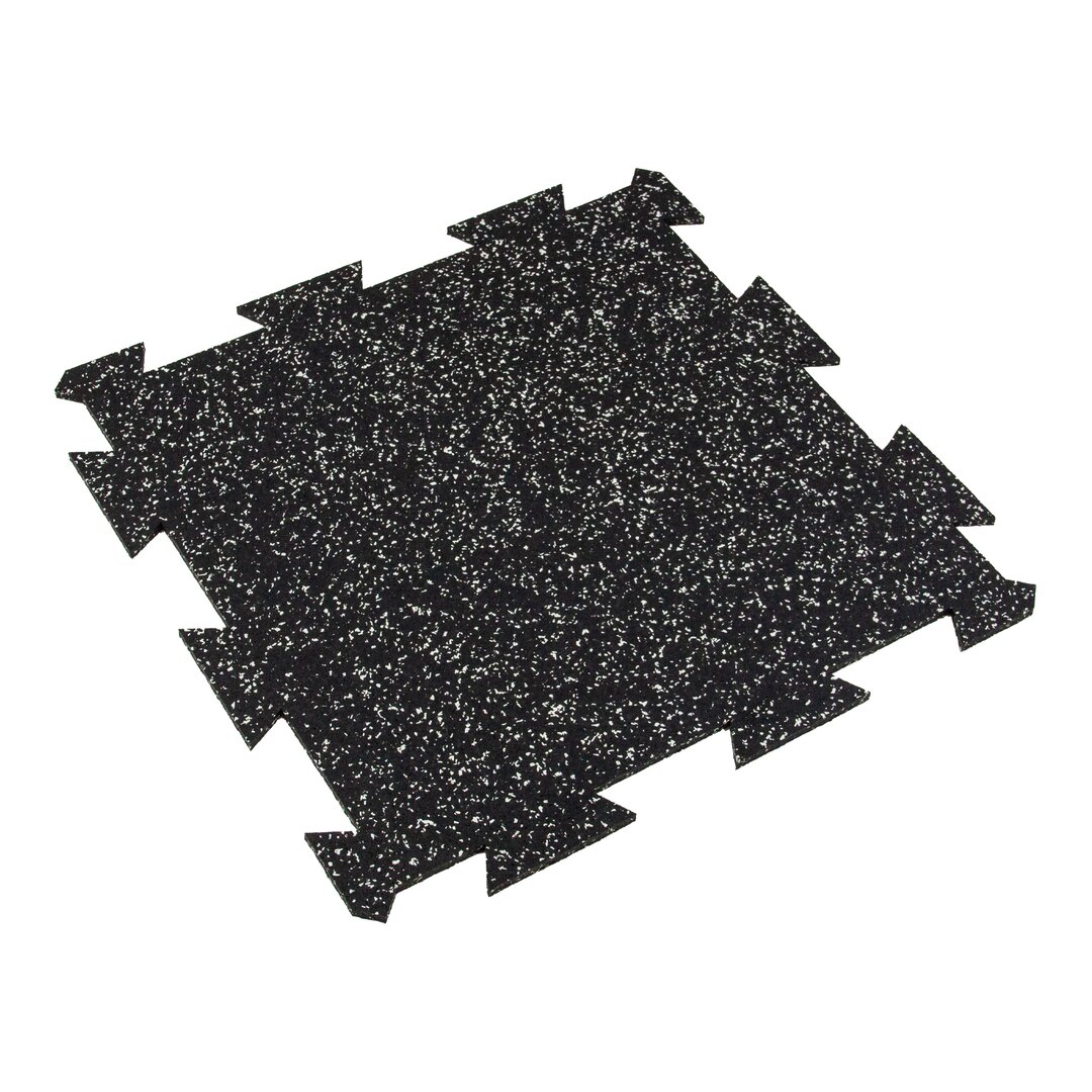 Čierno-biela gumová modulová puzzle dlažba (stred) FLOMA FitFlo SF1050 - dĺžka 50 cm, šírka 50 cm, výška 0,8 cm
