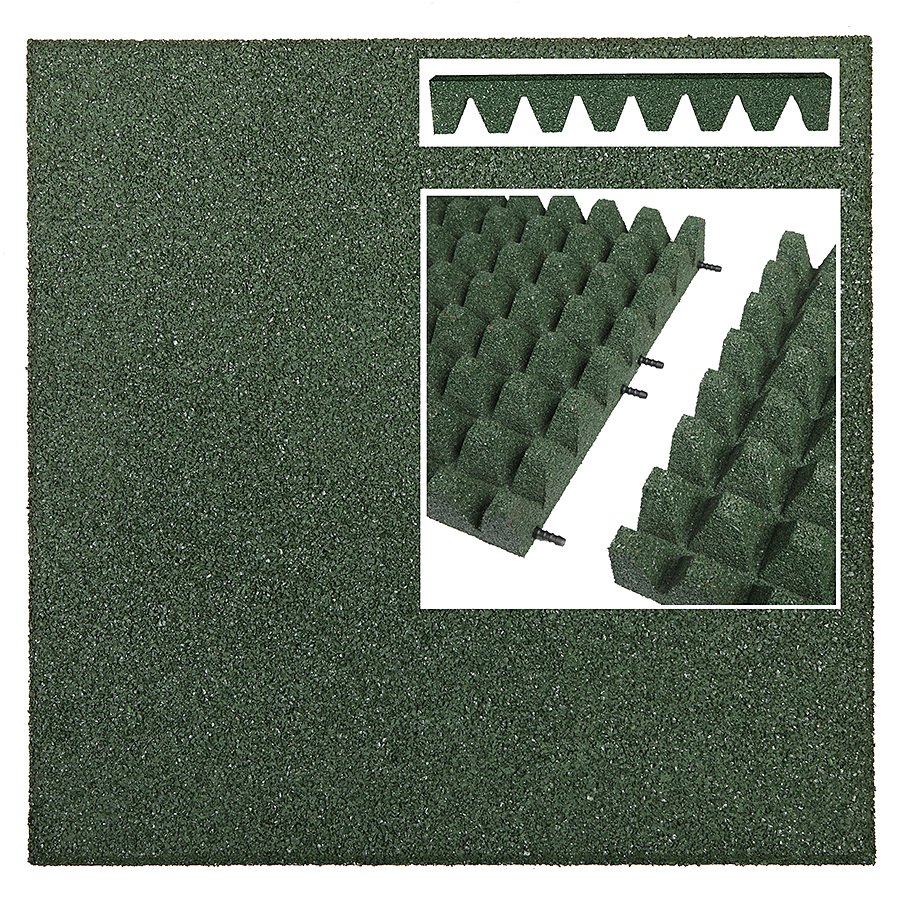 Zelená gumová dopadová dlaždice FLOMA V75/R50 - délka 50 cm, šířka 50 cm, výška 7,5 cm