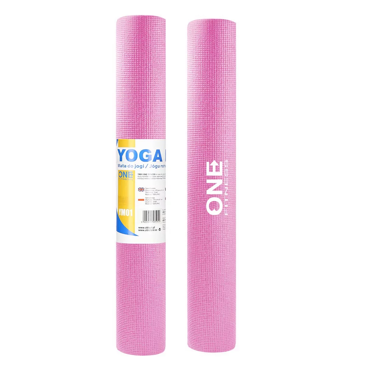 Ružová podložka pre jogu ONE FITNESS - dĺžka 173,5 cm, šírka 61 cm, hrúbka 0,3 cm
