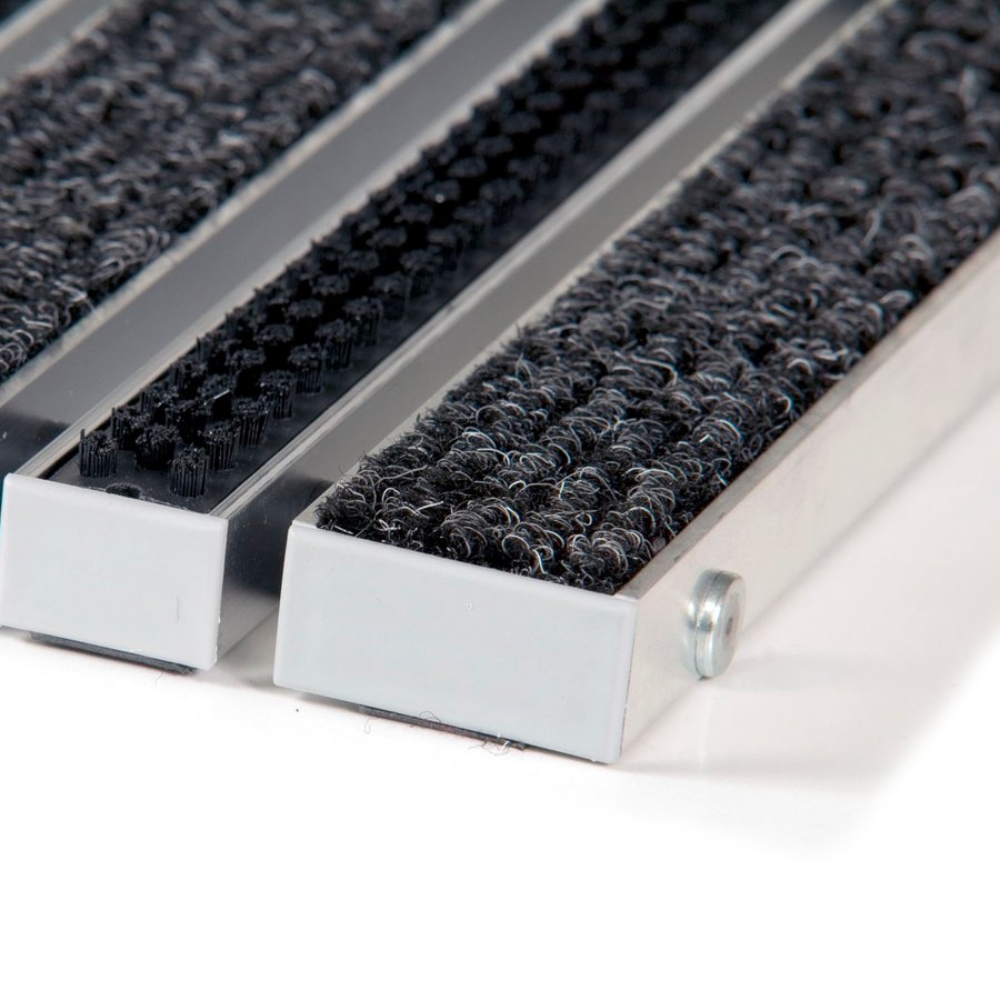 Textilní hliníková kartáčová vstupní rohož FLOMA Alu Wide - délka 1 cm, šířka 1 cm, výška 2,2 cm