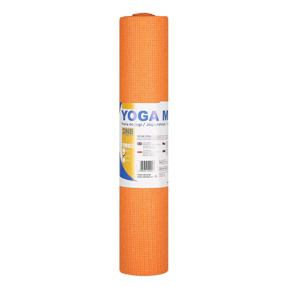 Yogamatte aus Schaumstoff ONE FITNESS - Länge 173 cm, Breite 61 cm, Höhe 0,6 cm - Orange