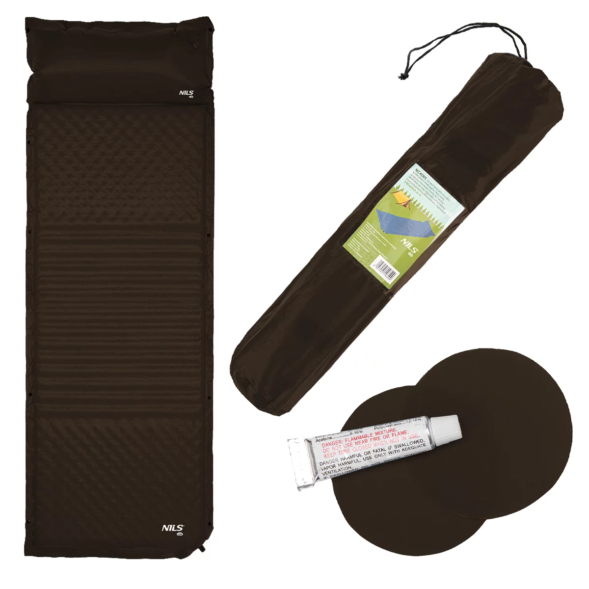 Černá samonafukovací karimatka NILS CAMP - délka 190 cm, šířka 63 cm, výška 3,8 cm