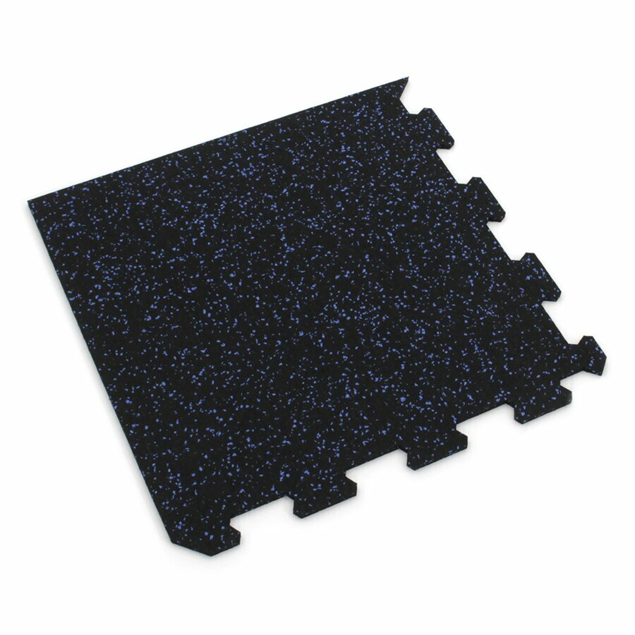 Čierno-modrá gumová modulová puzzle dlažba (roh) FLOMA FitFlo SF1050 - dĺžka 47,8 cm, šírka 47,8 cm, výška 0,8 cm