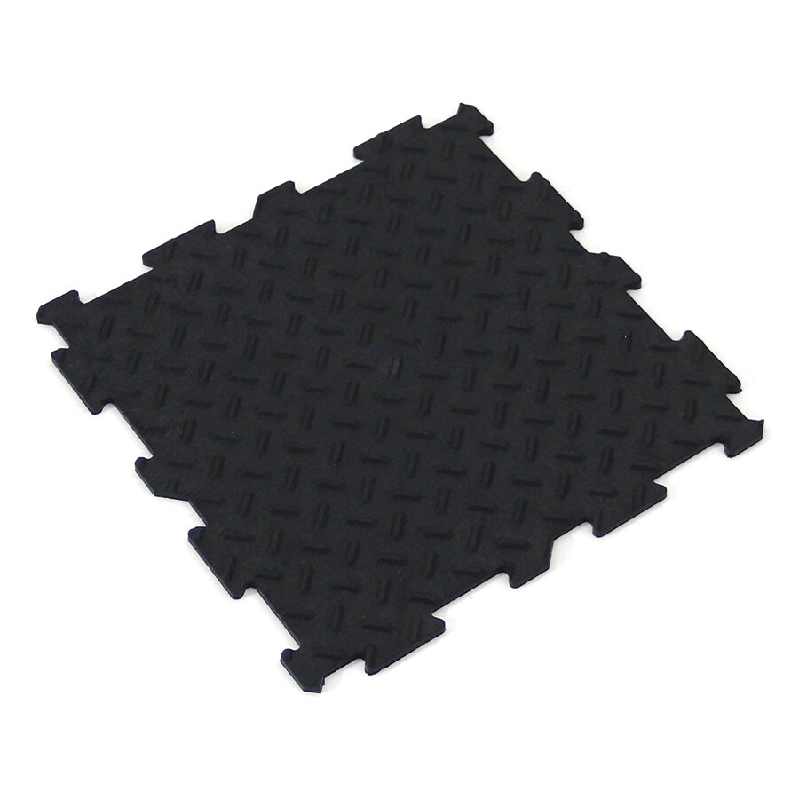 Černá gumová puzzle terasová dlažba FLOMA Alpha Tile - délka 30 cm, šířka 30 cm a výška 0,5 cm - 10 ks