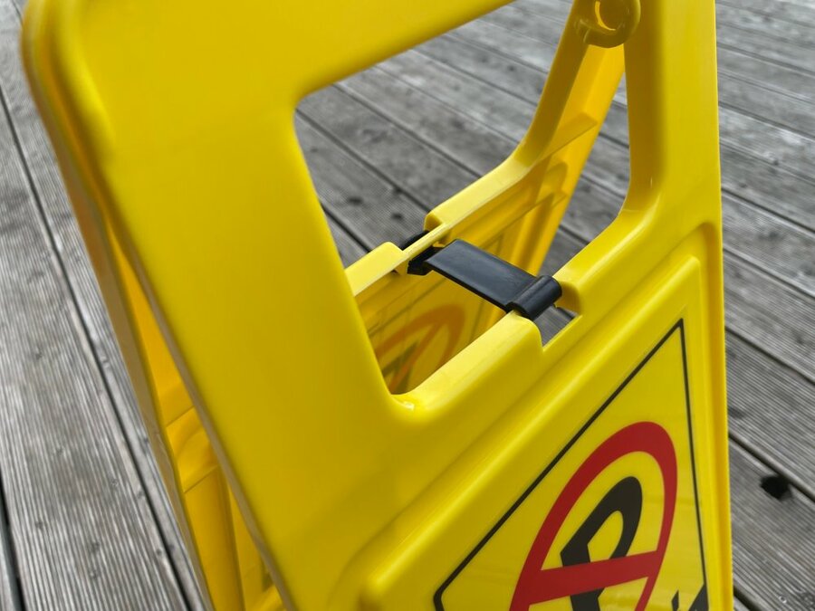 Žltý PVC výstražný stojan - šírka 30 cm, výška 61 cm