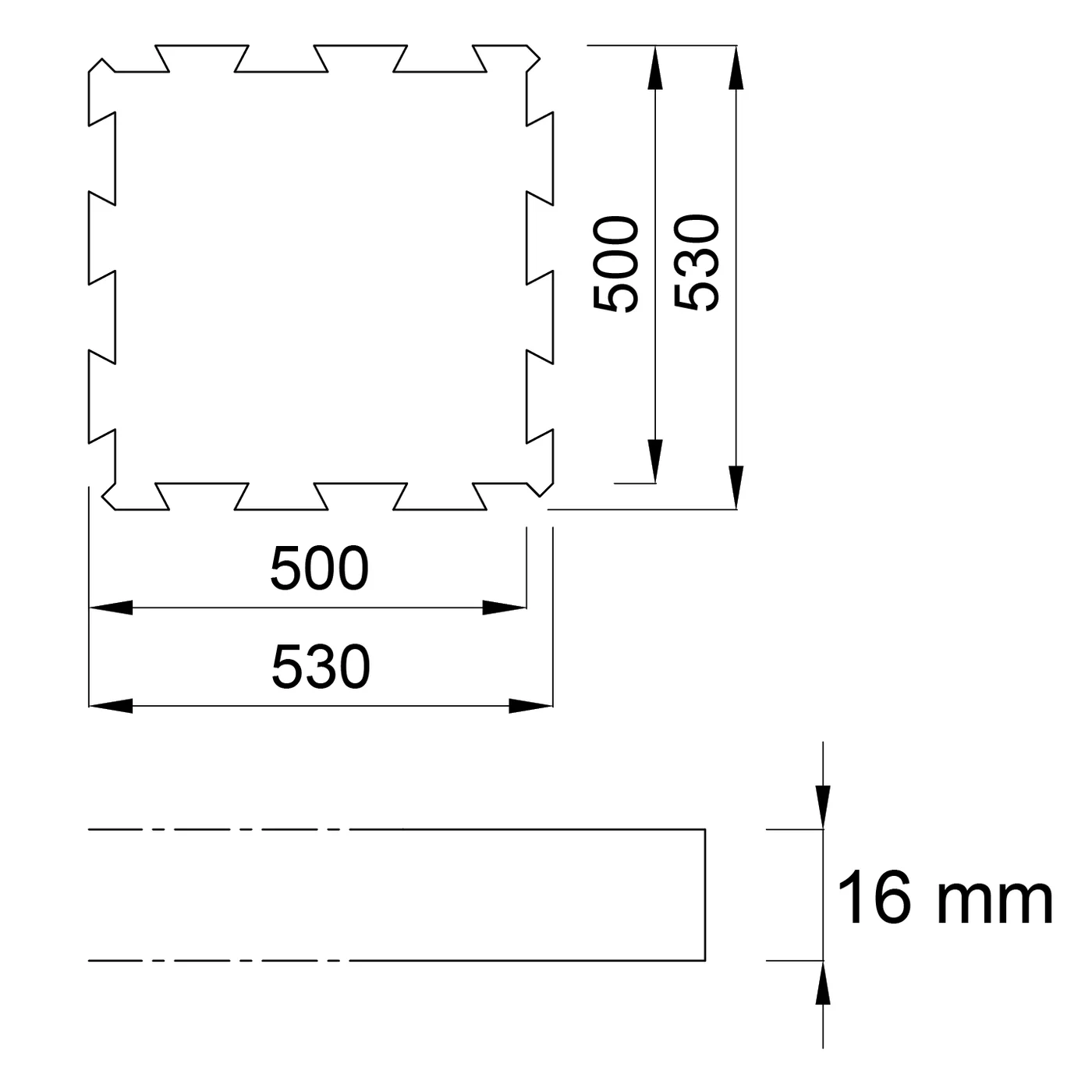 Czarno-biało-niebieska gumowa płytka modułowa (środek) FLOMA FitFlo SF1050 - długość 50 cm, szerokość 50 cm i wysokość 1,6 cm