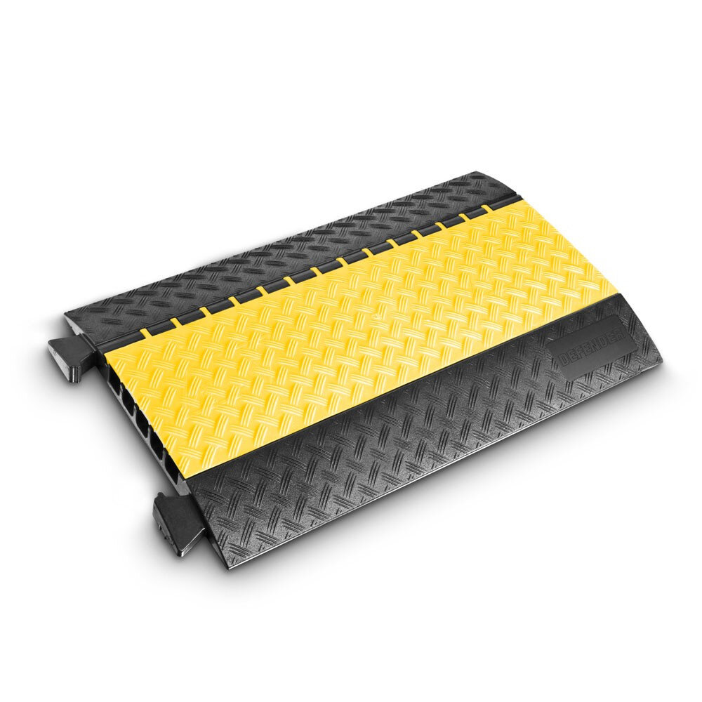 Černo-žlutý plastový kabelový most s transparentním víkem DEFENDER MIDI LUX - délka 87 cm, šířka 53,8 cm a výška 5,5 cm