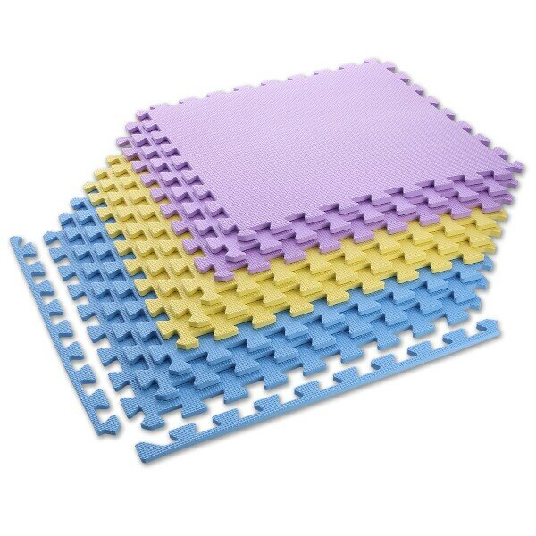 Různobarevná pěnová modulová puzzle podložka (9x puzzle) ONE FITNESS - délka 180 cm, šířka 180 cm a výška 1 cm