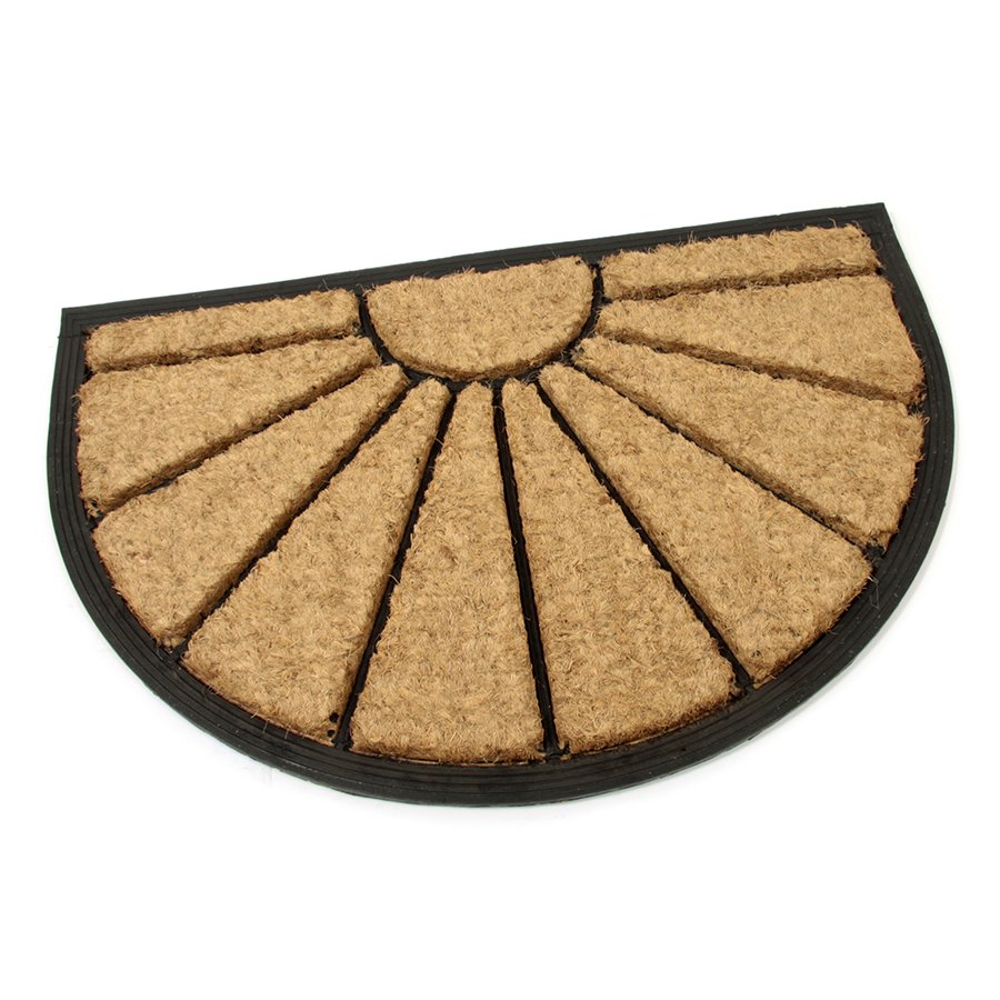 Kokosová čistiaca vonkajšia polkruhová vstupná rohož FLOMA Sun - dĺžka 40 cm, šírka 60 cm a výška 1,7 cm