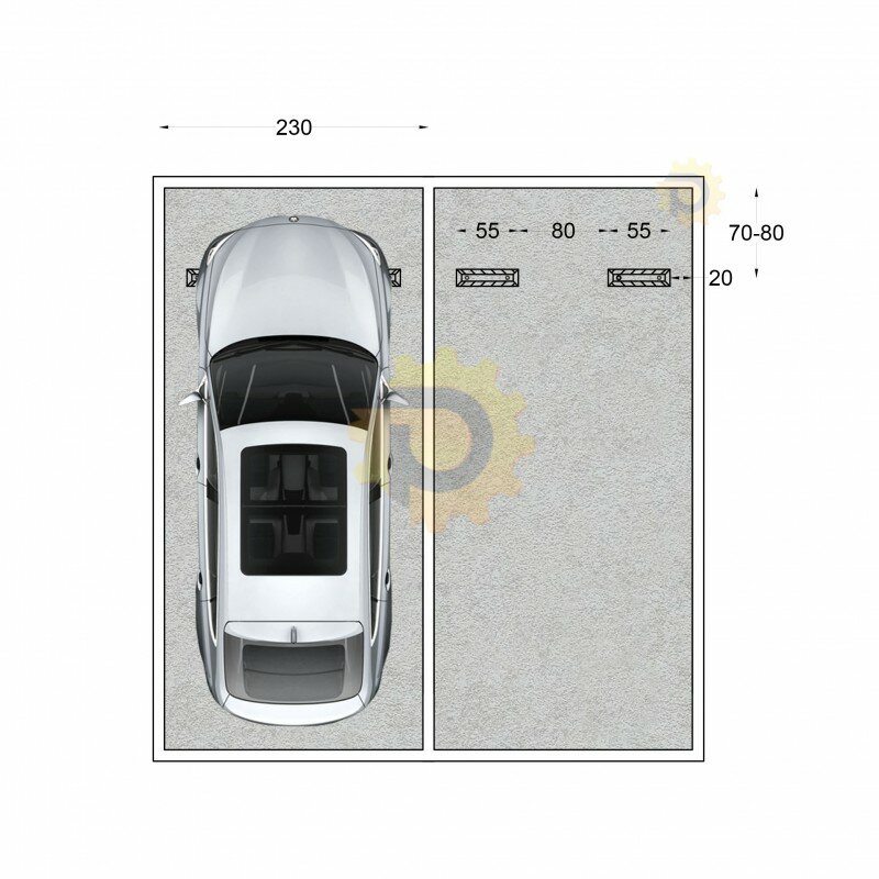 Černo-bílý gumový reflexní parkovací doraz - délka 55 cm, šířka 15 cm, výška 10 cm