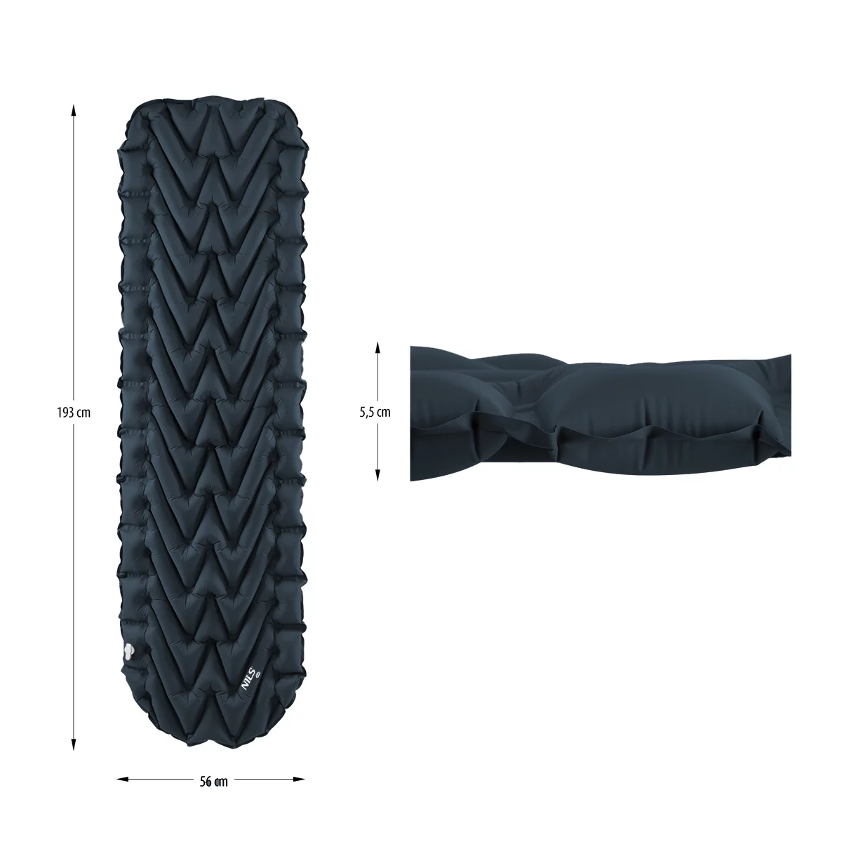 Touristische aufblasbare Isomatte NILS CAMP - Länge 193 cm, Breite 56 cm, Höhe 5,5 cm