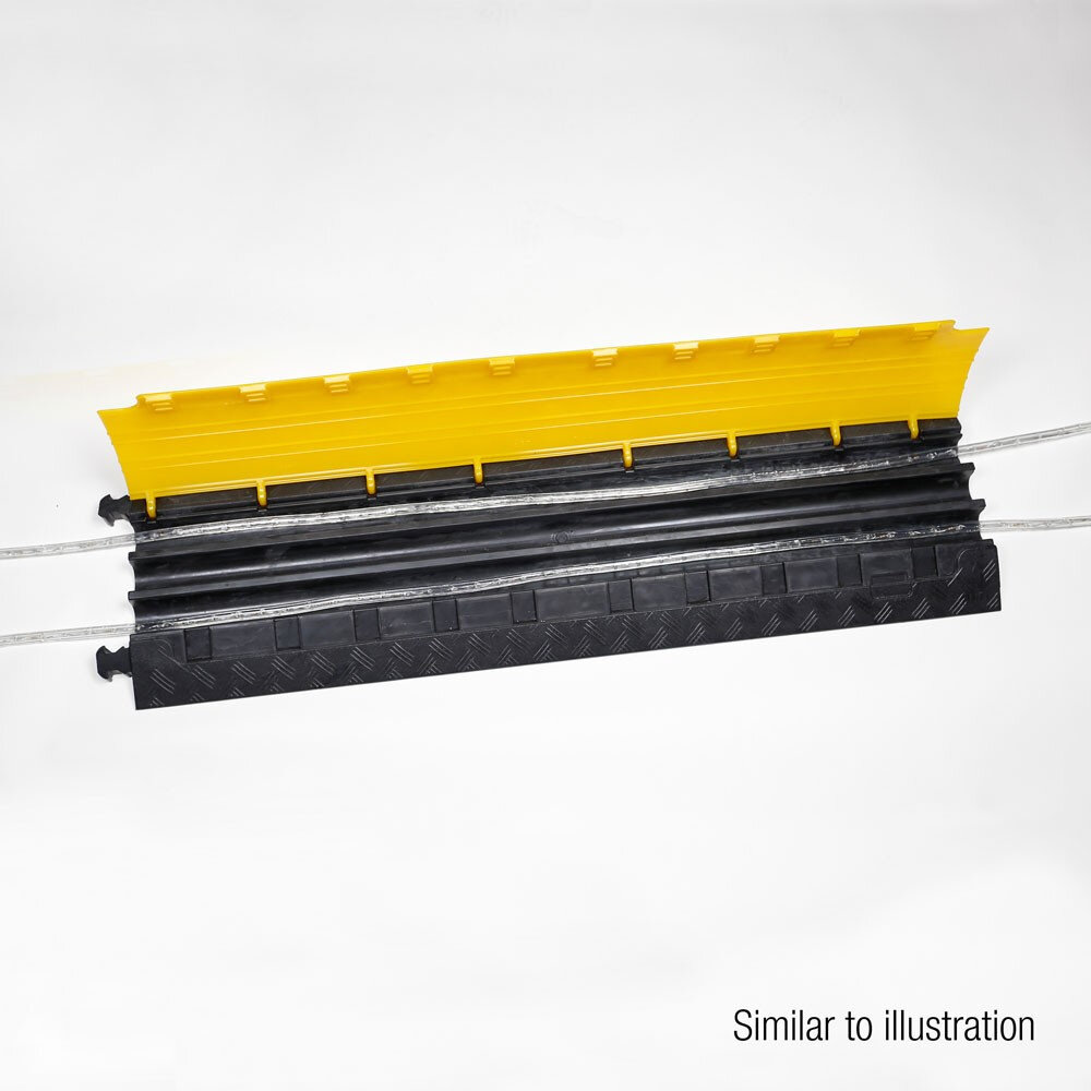 Čierno-žltý plastový káblový most s transparentným vekom DEFENDER MIDI 4C LUX - dĺžka 87 cm, šírka 53,8 cm a výška 5,5 cm
