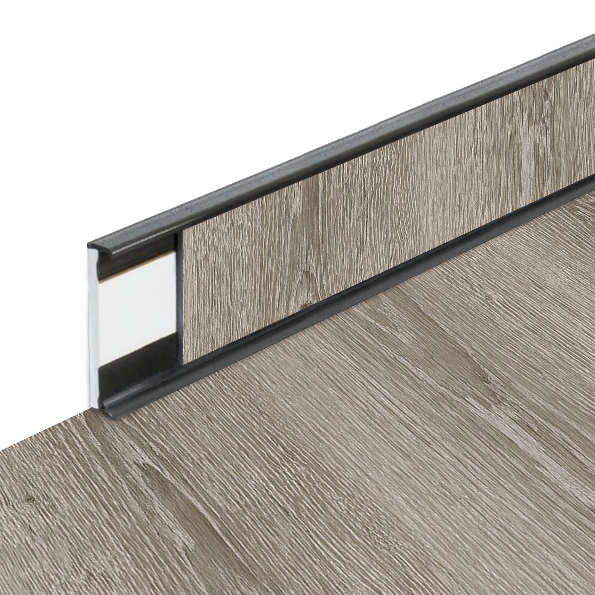 PVC vinylová soklová podlahová lišta Fortelock Business Scandinavian Oak W002 Graphite - délka 200 cm, výška 5,8 cm, tloušťka 1,2 cm