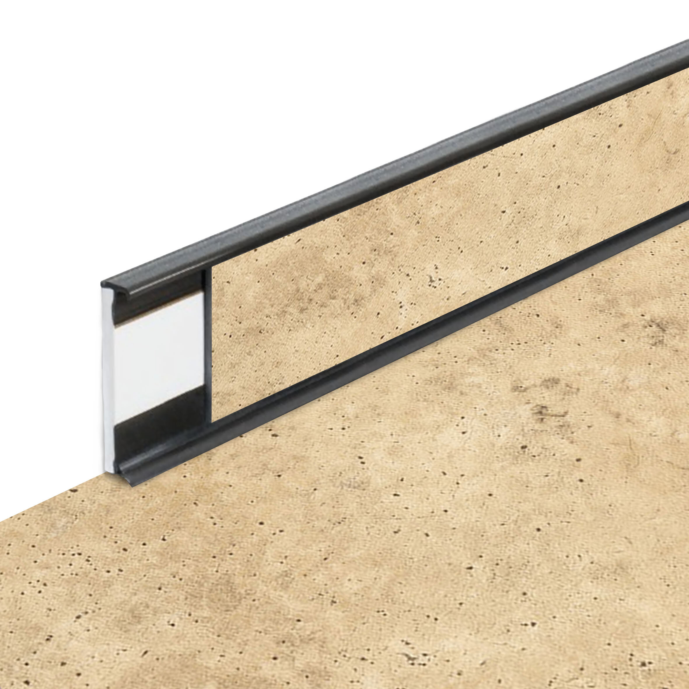 PVC vinylová soklová podlahová lišta Fortelock Business Tornes Saturn C011 Graphite - dĺžka 200 cm, výška 5,8 cm, hrúbka 1,2 cm